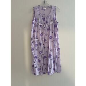 Vintage Sleeveless Nightgown Purple Floral Medium Large JL